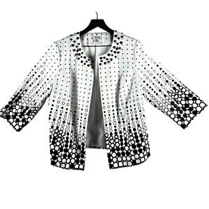 Carole Little / Dress Barn Women’s White & Black Polka Dot Open-Front Blazer Jac